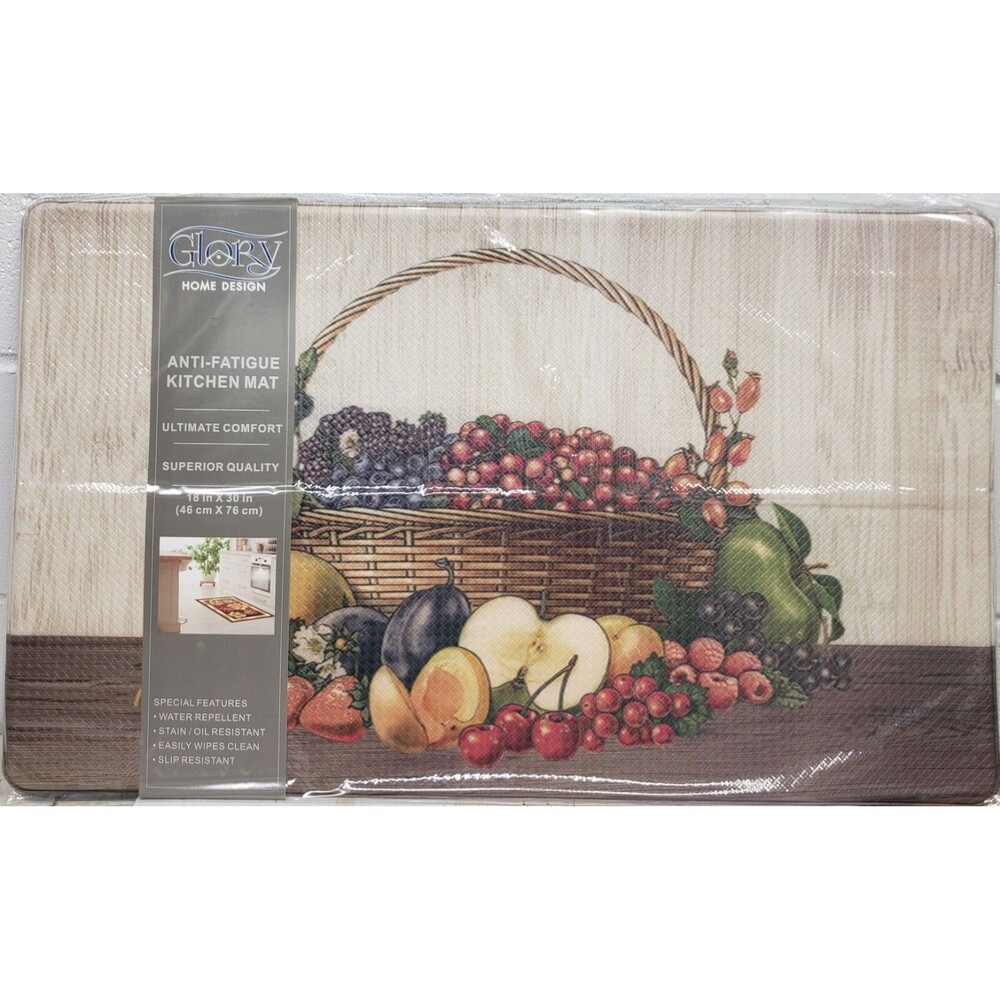 ANTI-FATIGUE NON SLIP KITCHEN PVC FLOOR MAT(18"x30") FRUITS & BERRIES BASKET,GHD